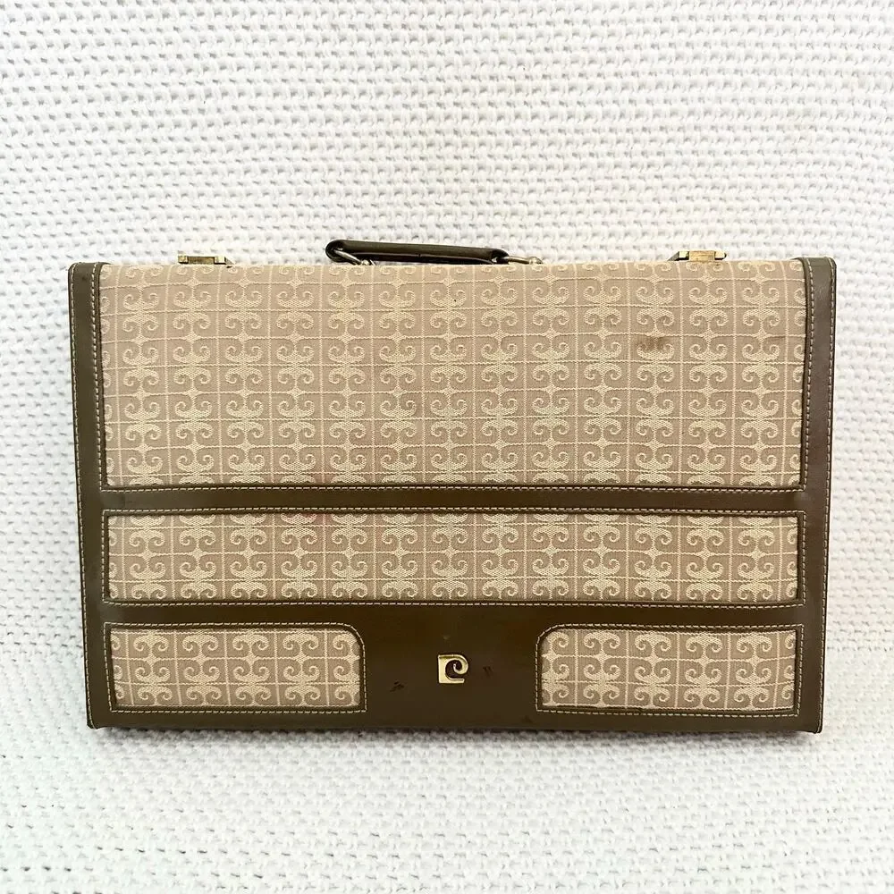 Pierre Cardin Vintage MCM Backgammon Board Game Set Monogram Print Attache Case